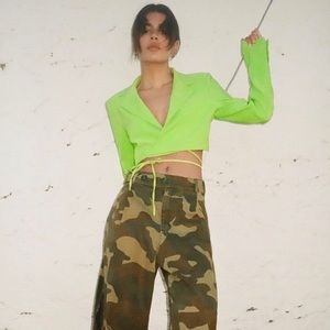 ZARA cropped tie blazer